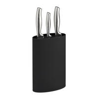 MESSERBLOCK oval - Schwarz, Kunststoff (16.5/22/6.5cm) - Relaxdays