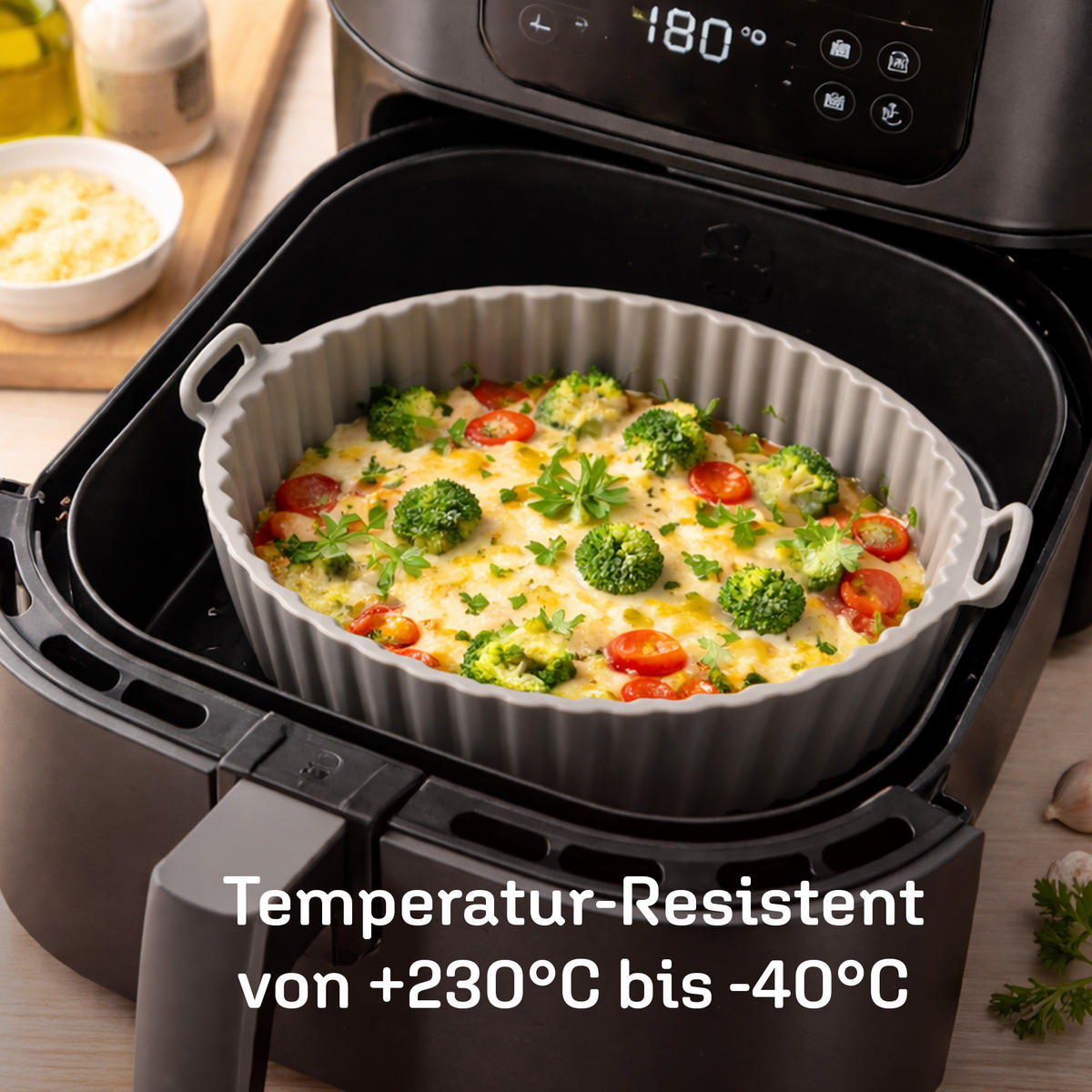 BACKFORM Air Fryer - Heißluftfritteuse 2er Pack - Ø20x5,5cm - Grau, Kunststoff - Bestlivings