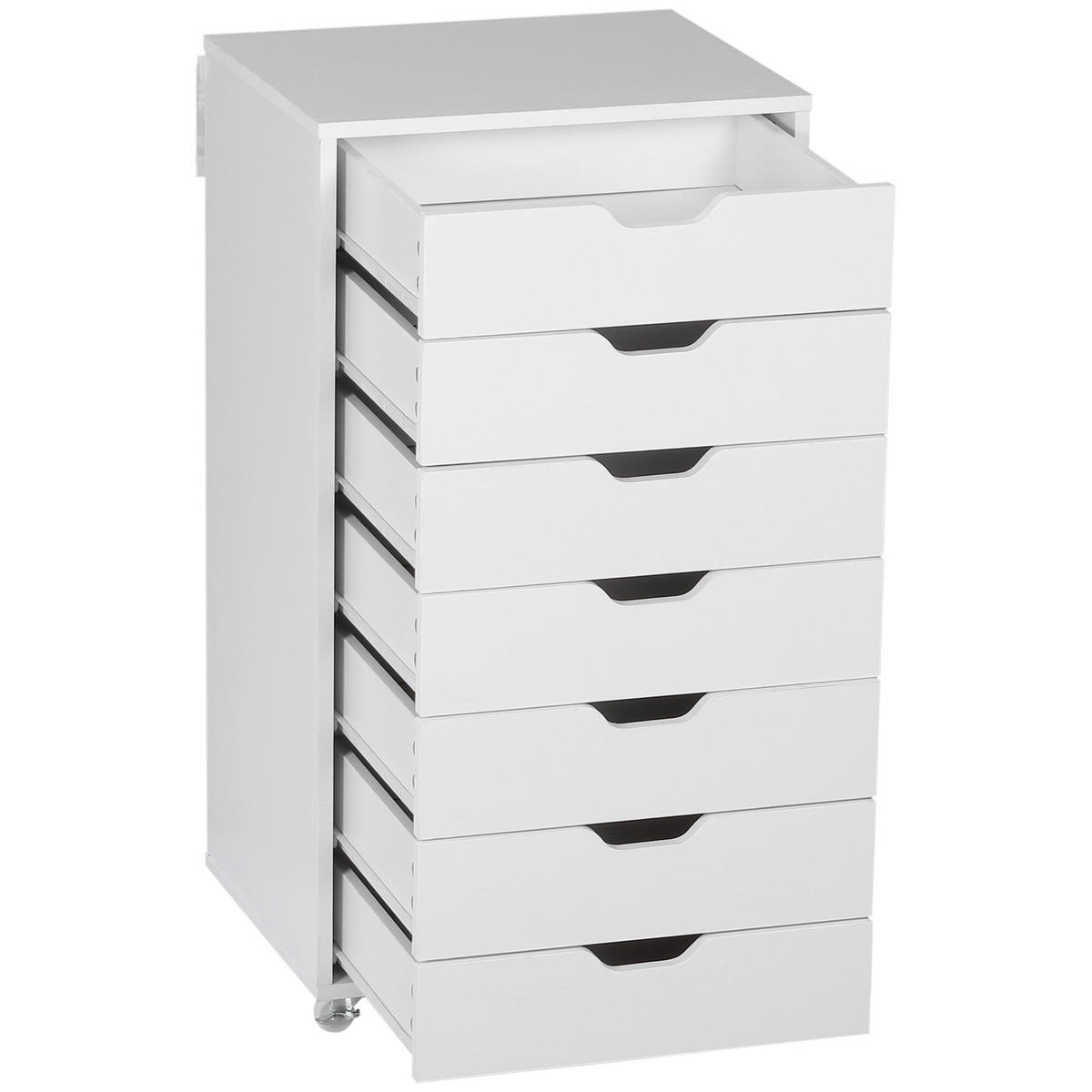 ROLLCONTAINER DE-14438 7 Schubladen für A4/Letter - Weiß, Holzwerkstoff (39.5/90/47.5cm) - ComfortXL