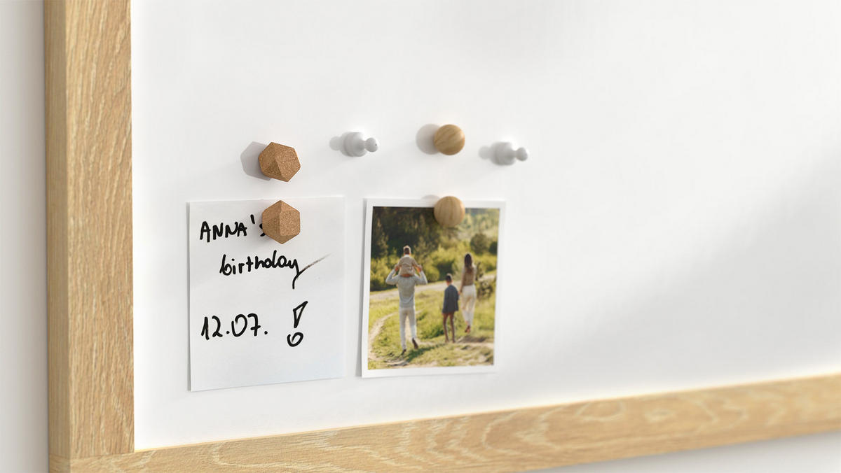 MAGNETTAFEL – Magnetisches, trocken abwischbares Whiteboard in Form eines Hauses, mit Holzrahmen - Weiß, Metall (90/60/2cm) - ALLboards