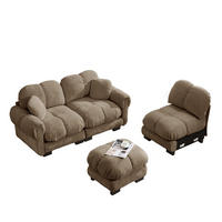 ECKSOFA 260/149/90 cm in Braun aus Chenille mit Steppnähten und Hocker - Braun, Textil (149/260cm) - Flora Grace