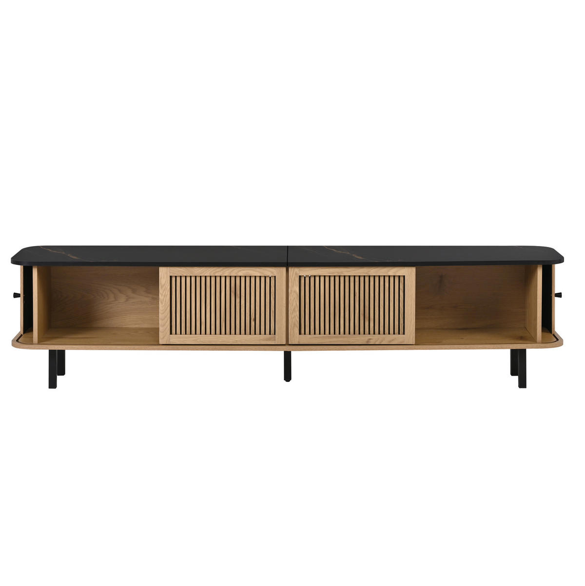 TV-SCHRANK aus MDF und Spanplatte 190x35x45 cm Eichenholzfarbe mit Schiebetüren und Stauraum - Braun, Holzwerkstoff (190/45/35cm) - IVMEU