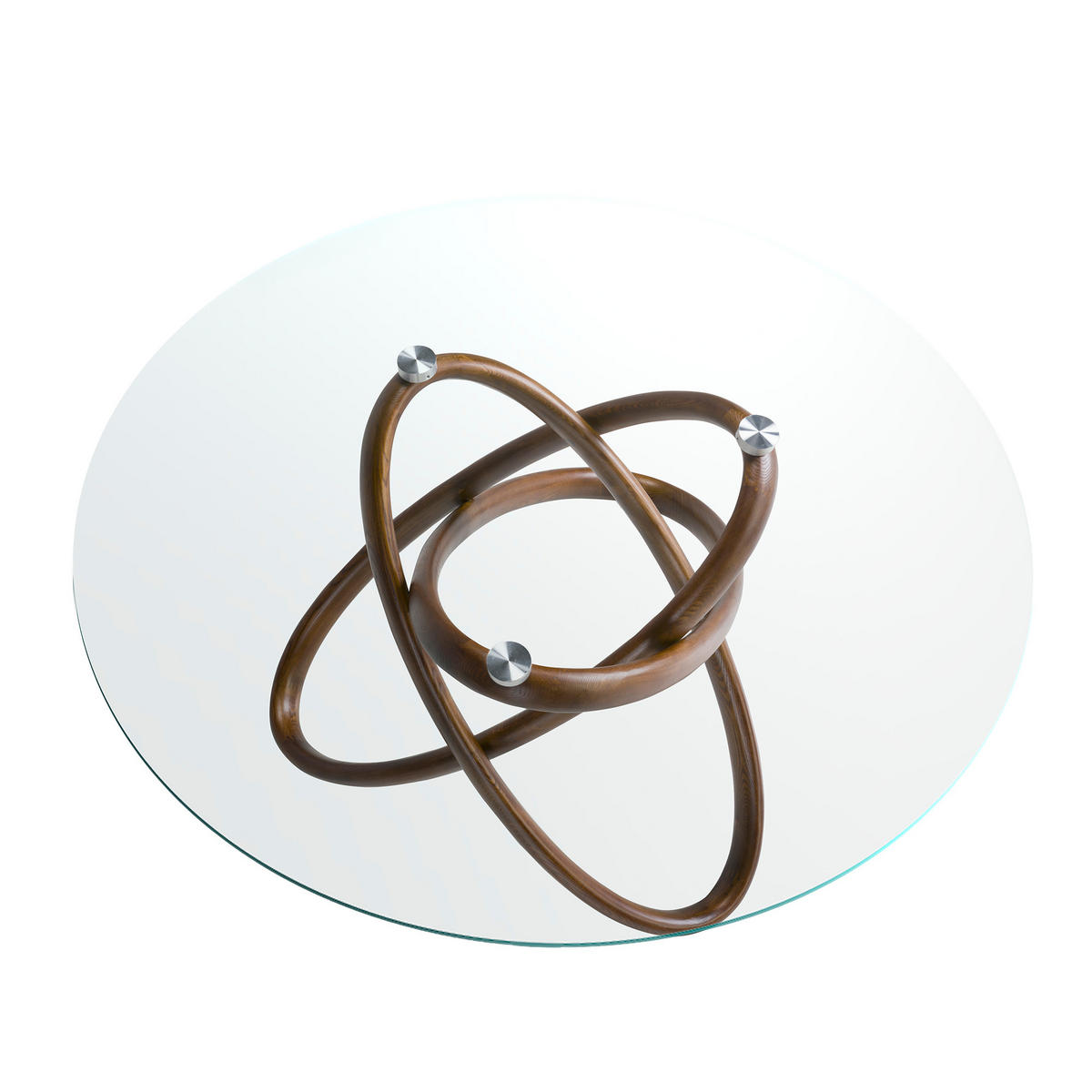 ESSTISCH Rund Glas Walnuss Ø150/75 cm - Transparent/Walnussfarben, Holz (150/150/75cm) - ANGEL CERDA