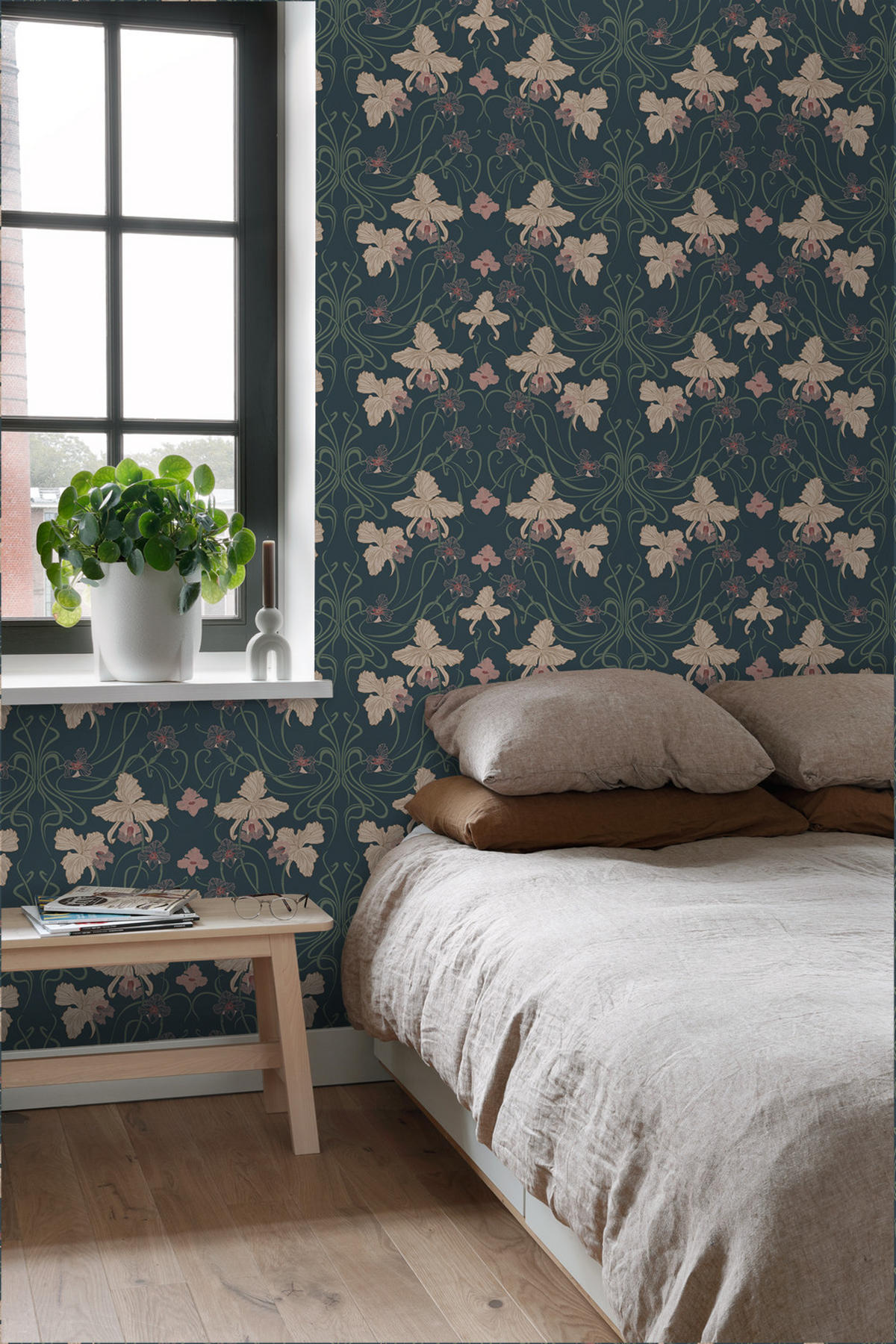 TAPETE Blumenmuster im Jugendstil 50 x 900 cm - Blau, Papier (50/900cm) - ESTAhome