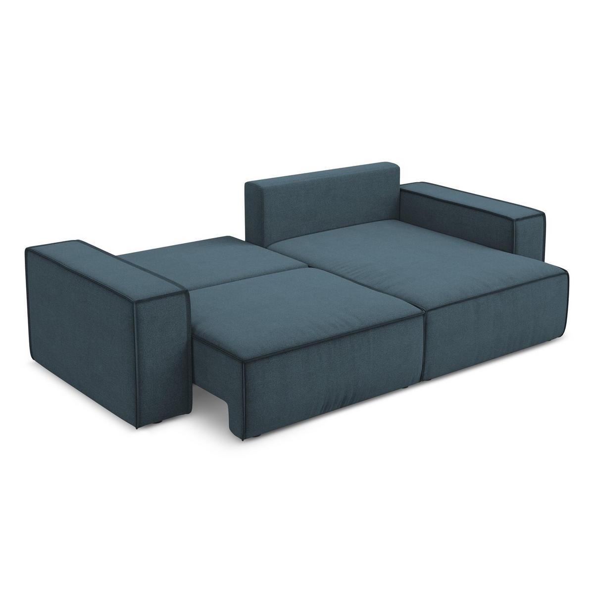ECKSOFA mit Schlaffunktion Strukturstoff Stoff Blau - Blau/Blaugrau, Kunststoff/Textil (257/148cm) - LaMiaSofa