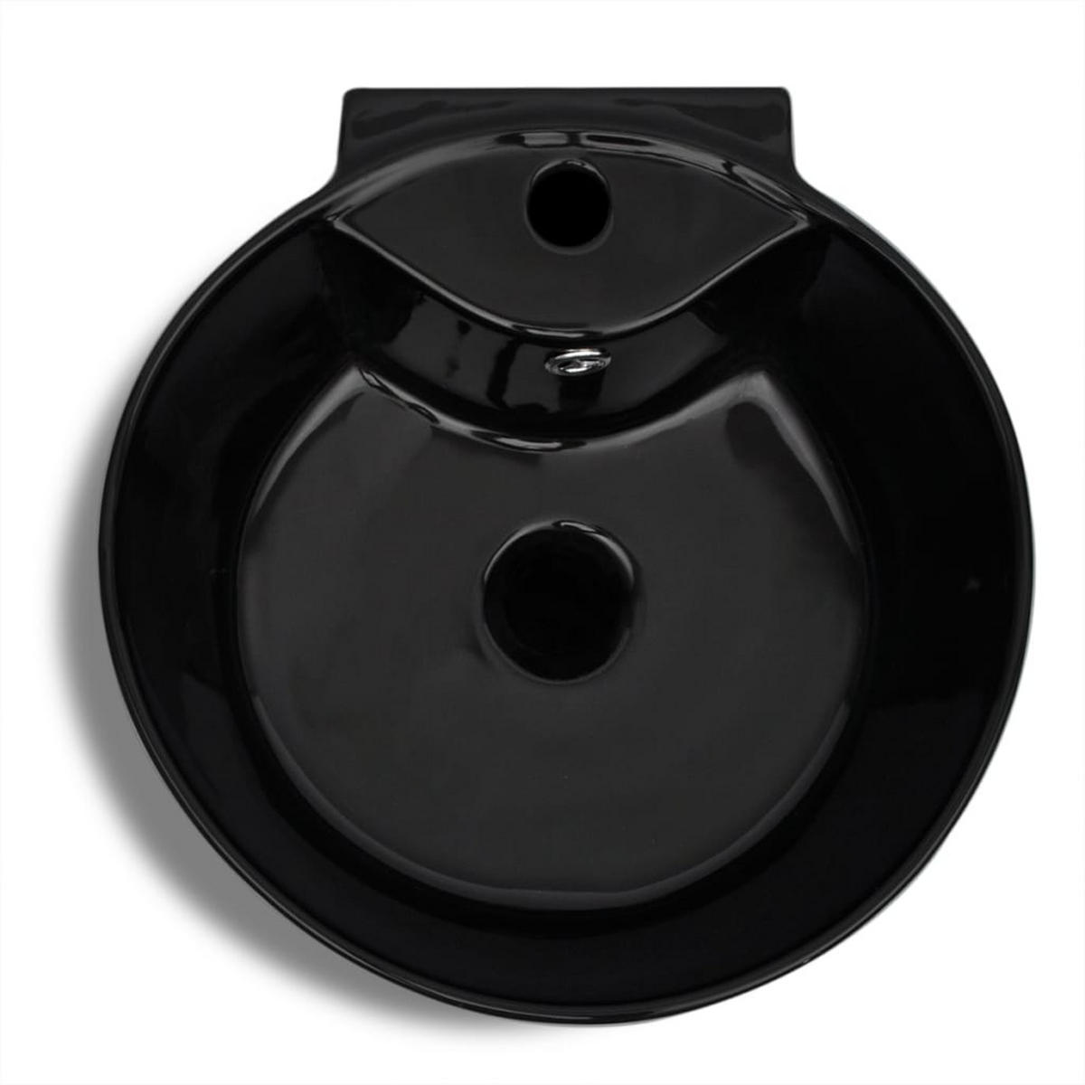 STANDWASCHBECKEN Keramik Mit Loch Für Überlauf/Armatur Schwarz - Schwarz, Keramik (41.5/86/400cm) - vidaXL