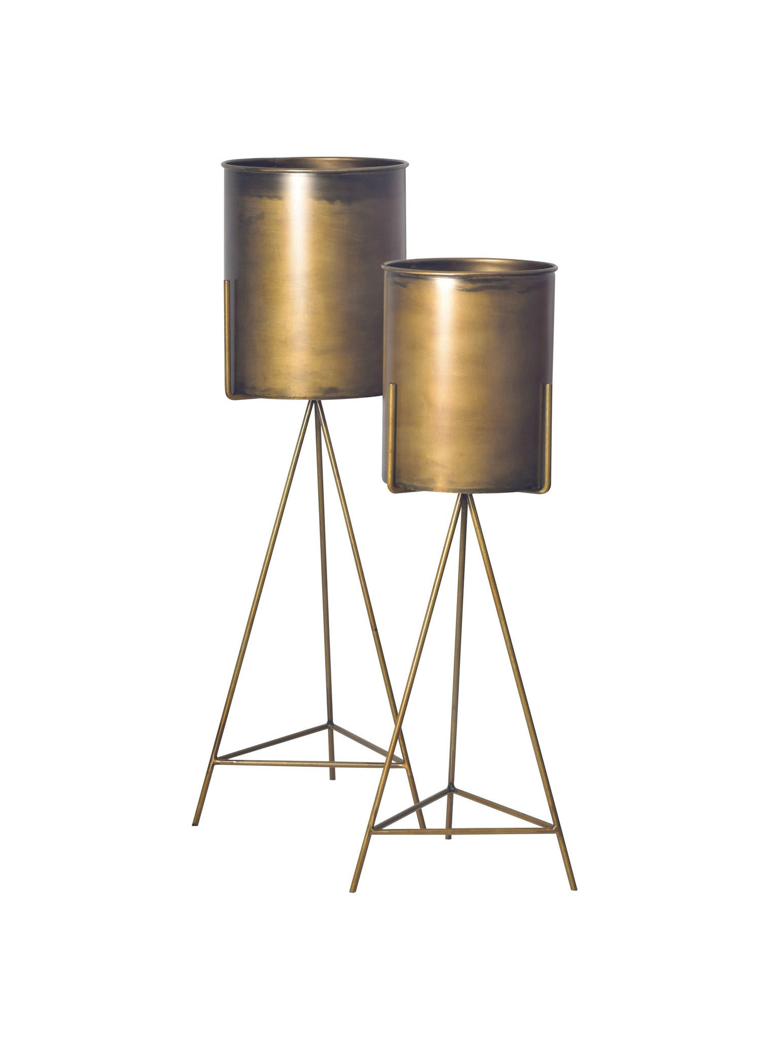 PFLANZENSTÄNDER 2er-Set PONZA, Eisen, Gold, Ø 32 x 89 cm - Goldfarben, Metall (32/89/32cm) - KADIMA DESIGN