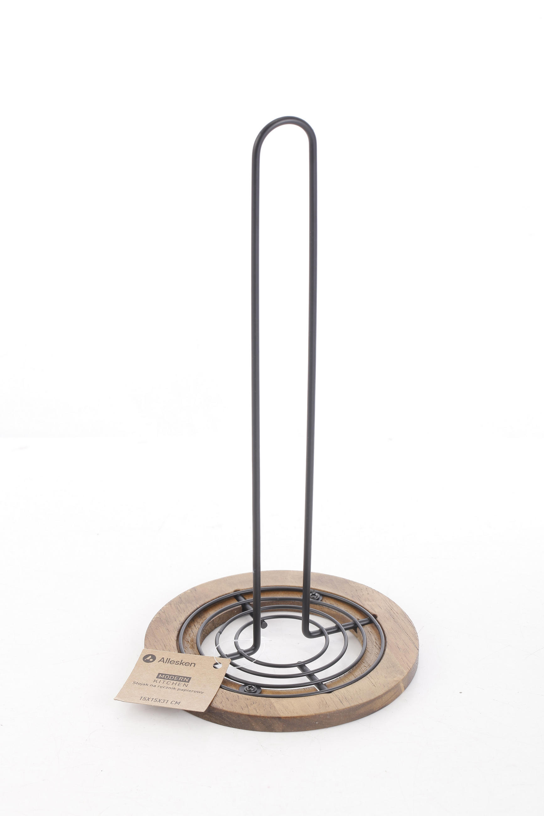 KÜCHENROLLENHALTER Modern Kitchen Schwarz Naturfarbe 15/15/31 cm Metall - Schwarz/Naturfarben, Holz/Metall (15/31/15cm) - Mondex