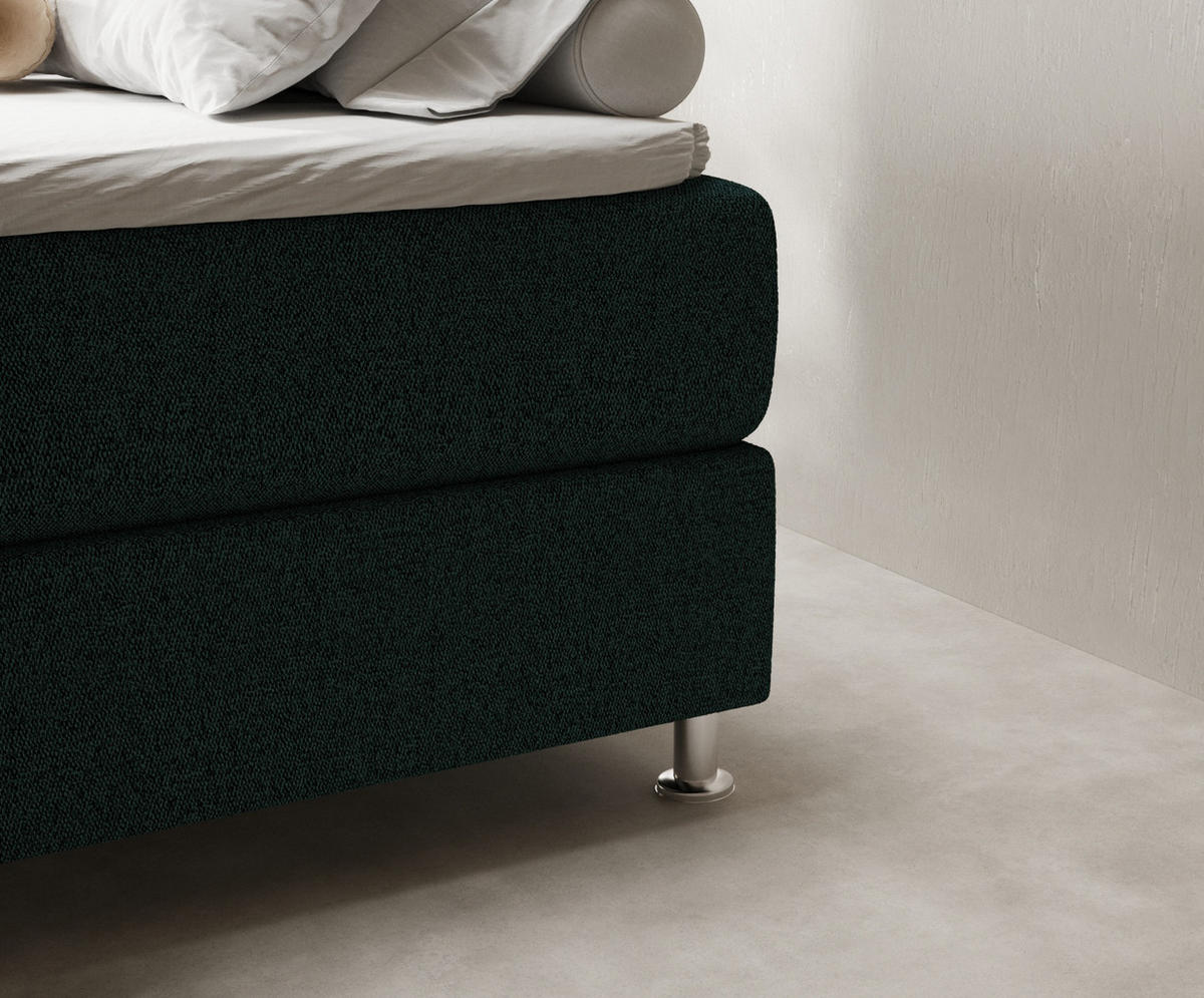 BOXSPRINGBETT Sub Grün 160/200 cm mit Latex-Topper - Silberfarben/Grün, Holz/Holzwerkstoff (160/200cm) - Maison de Reve