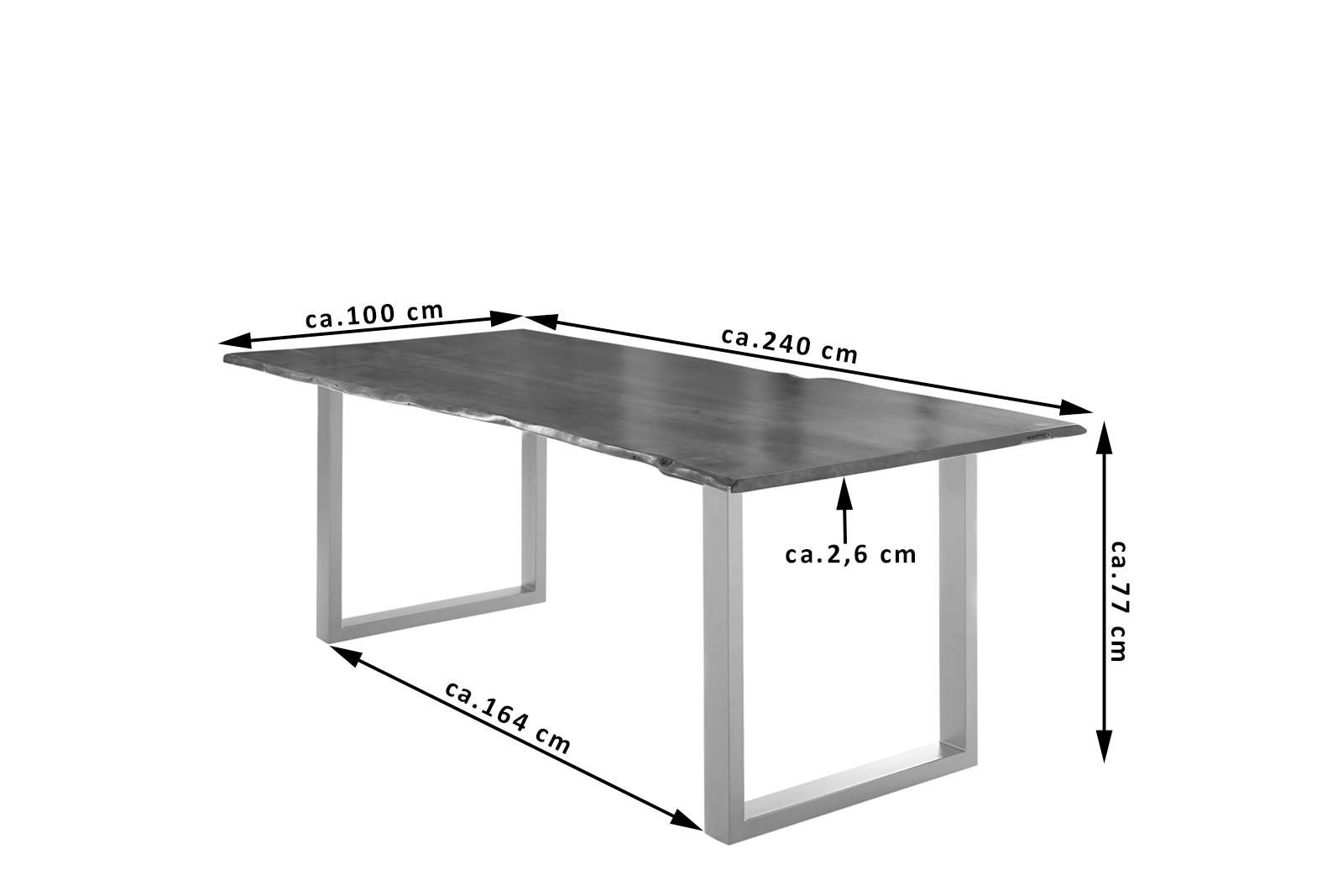 ESSTISCH LUBIN - Silberfarben/Braun, Holz/Metall (100/240/77cm) - SAM