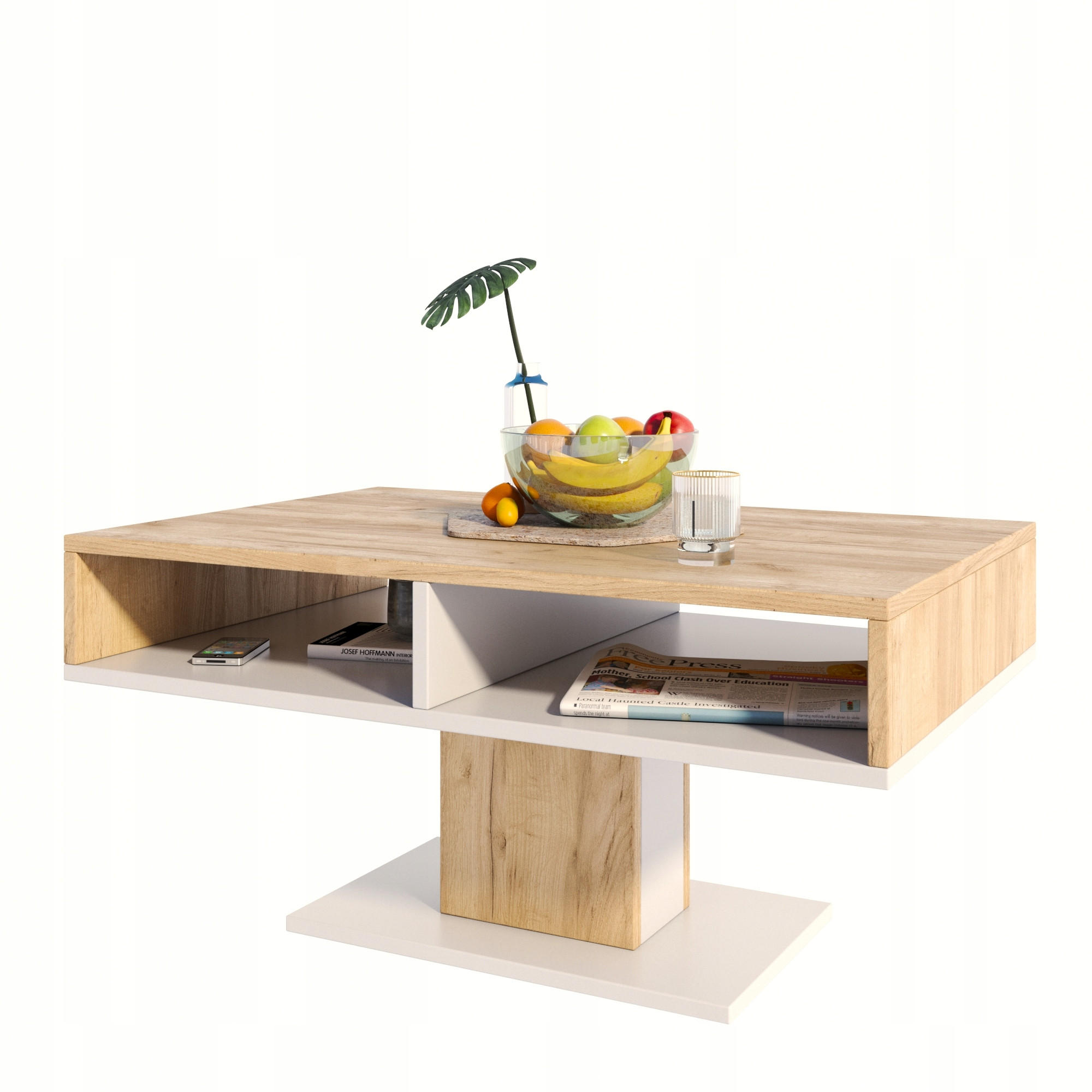 COUCHTISCH INES Artisan Eiche-Weiß 100/50/50 cm - Multicolor, Holzwerkstoff (50/100/50cm) - Matkam Möbel