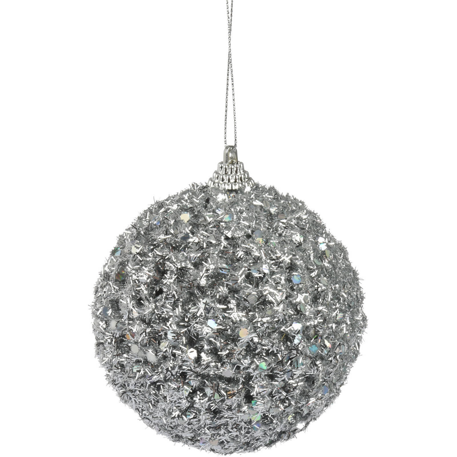 WEIHNACHTSKUGEL Glitter Ø 8 cm - Silberfarben, Kunststoff (8/8/8cm) - Home Styling Collection