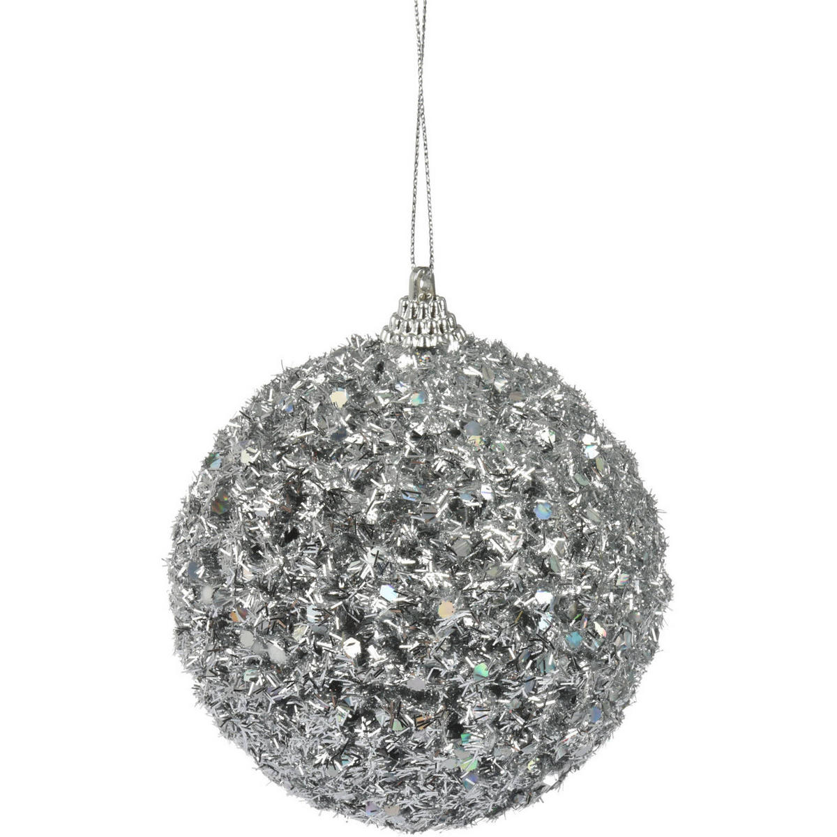WEIHNACHTSKUGEL Glitter Ø 8 cm - Silberfarben, Kunststoff (8/8/8cm) - Home Styling Collection
