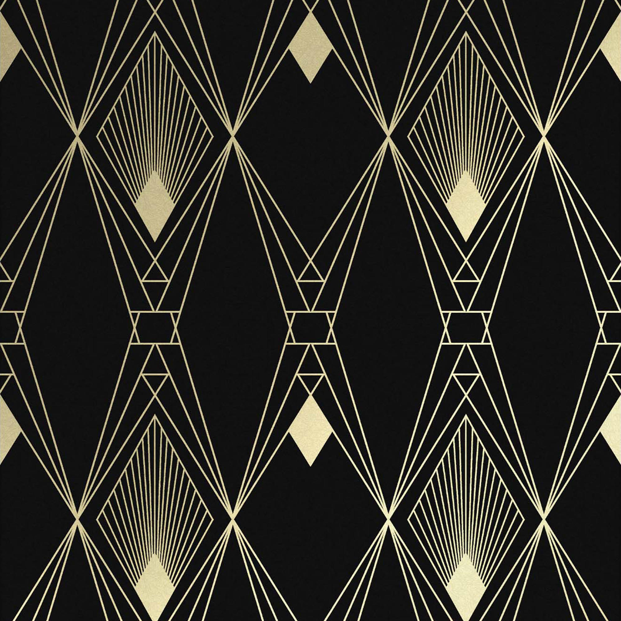 VLIESTAPETE Art Deco Schwarz-Gold - Schwarz, Papier/Kunststoff (52/1000cm) - next