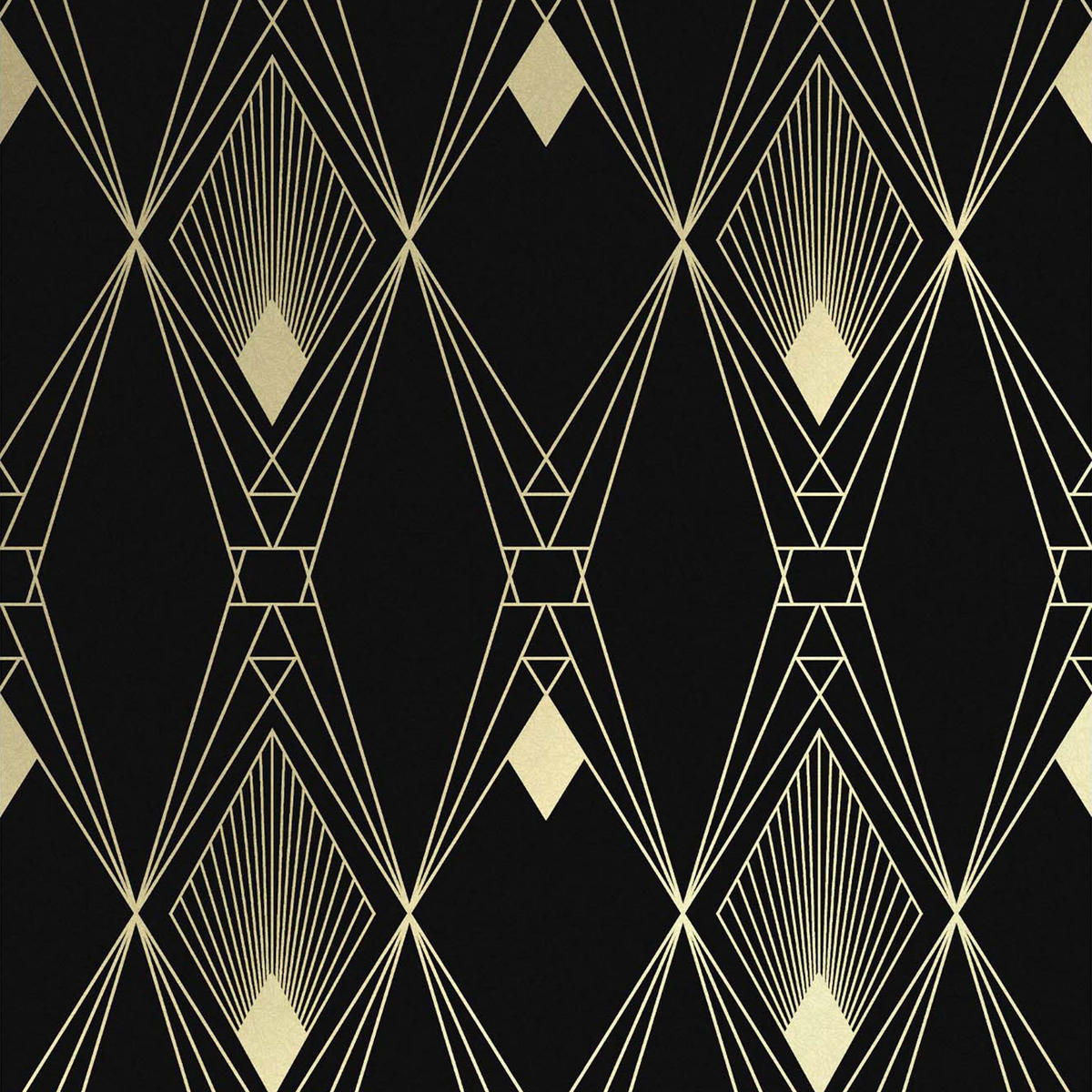 VLIESTAPETE Art Deco Schwarz-Gold - Schwarz, Papier/Kunststoff (52/1000cm) - next