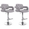 BARHOCKER 2er Set Stoff grau - Chromfarben/Grau, Textil/Metall (62/103/55cm) - CLP