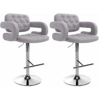 BARHOCKER 2er Set Stoff grau - Chromfarben/Grau, Textil/Metall (62/103/55cm) - CLP