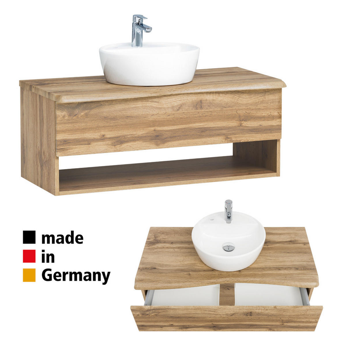 WASCHTISCH Kahla-03 - Braun, Holzwerkstoff (101/55/52cm) - Lomado
