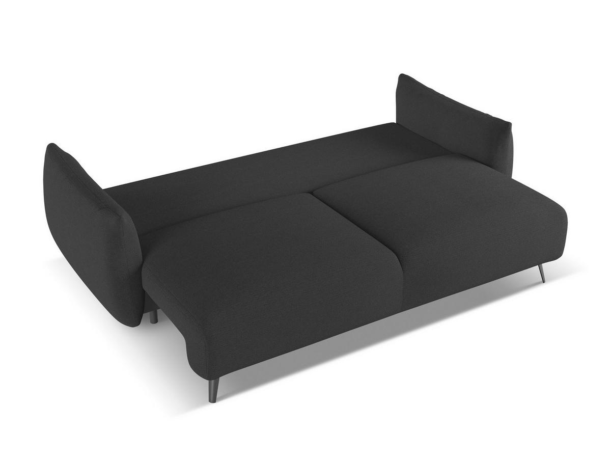 3-SITZER SOFA mit Schlaffunktion Chenille Stoff Schwarz - Anthrazit/Schwarz, Textil/Metall (230/86/105cm) - Makamii