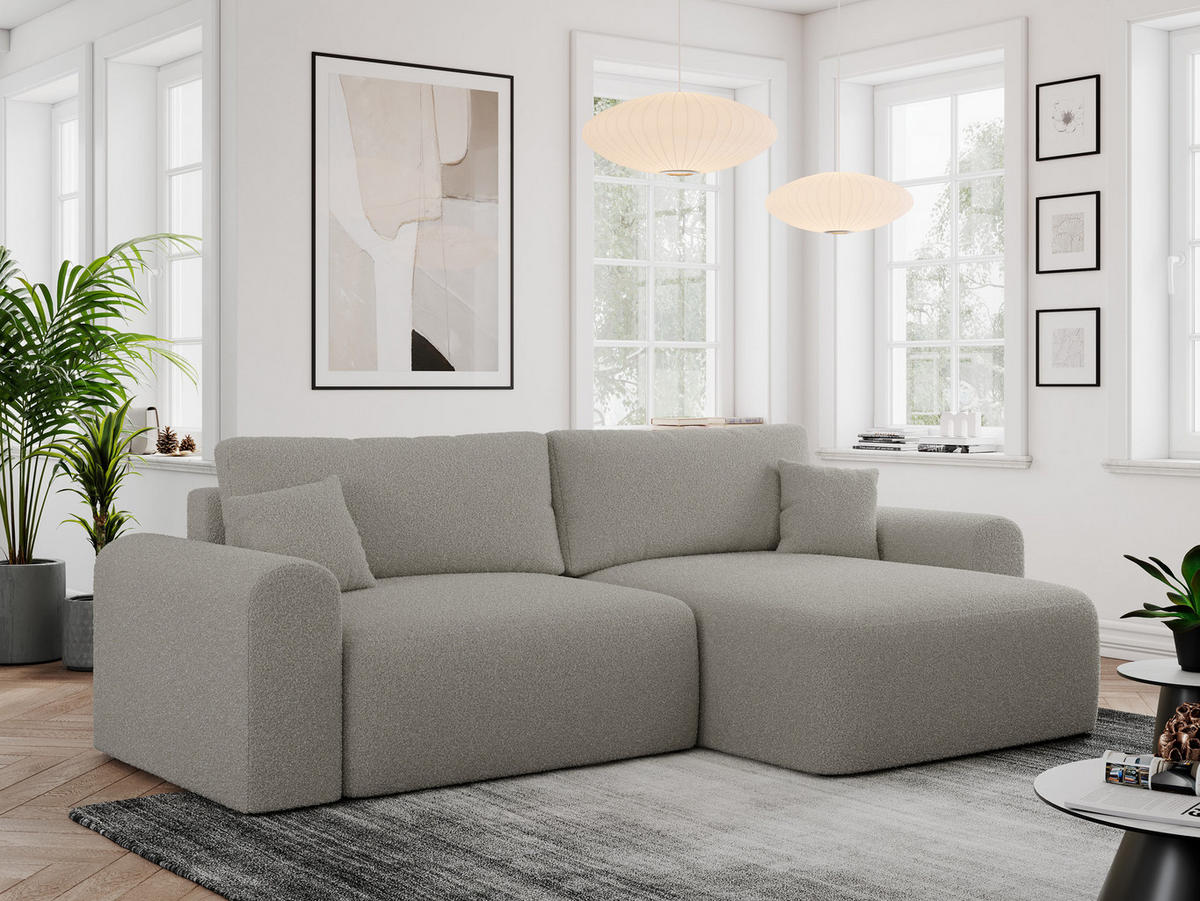 ECKSOFA NELSON Grau Boucle - Schwarz/Grau, Kunststoff/Textil (274/152cm) - MKS