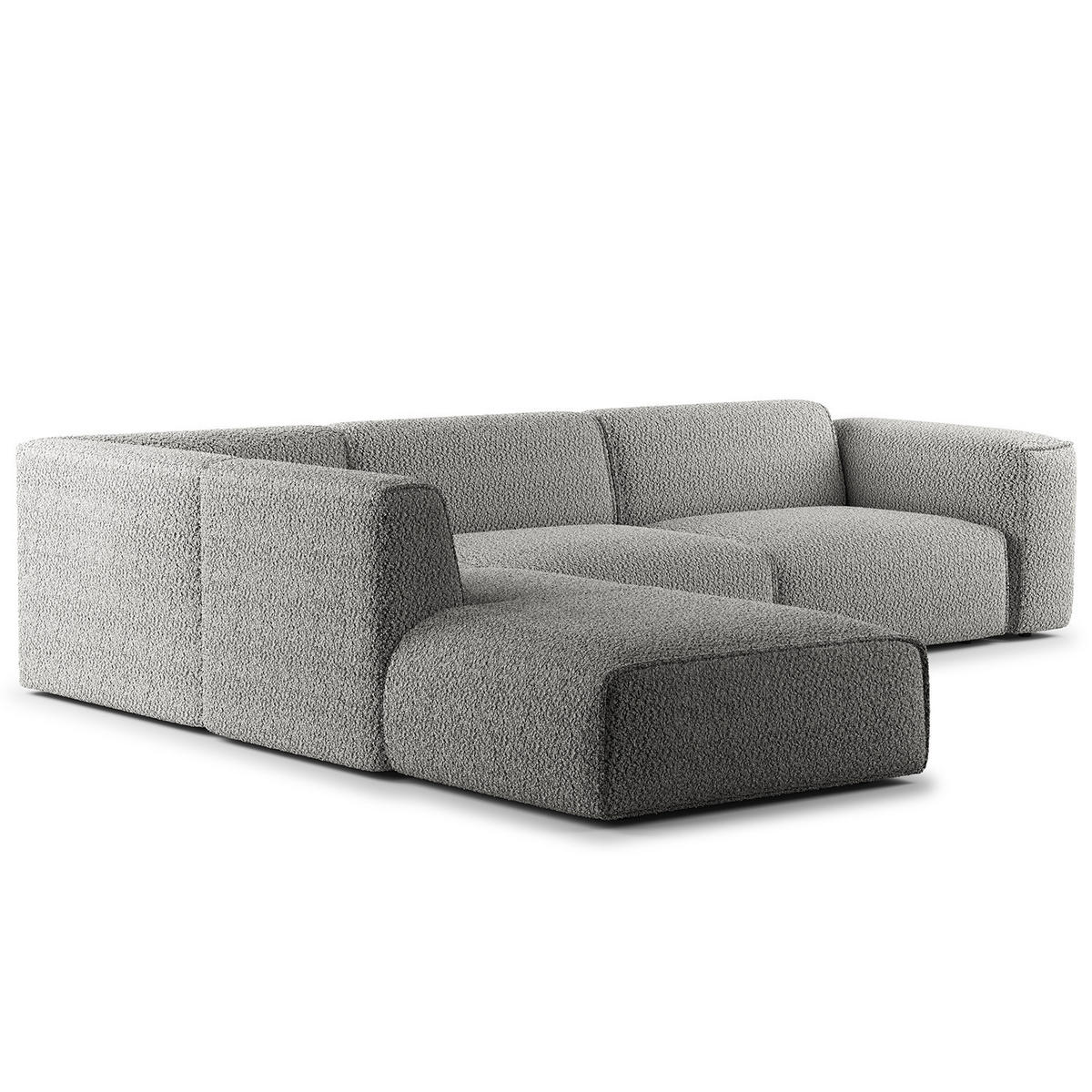 3-SITZER ECKSOFA mit Recamiere - Schwarz/Grau, Kunststoff/Textil (295/231cm) - home24