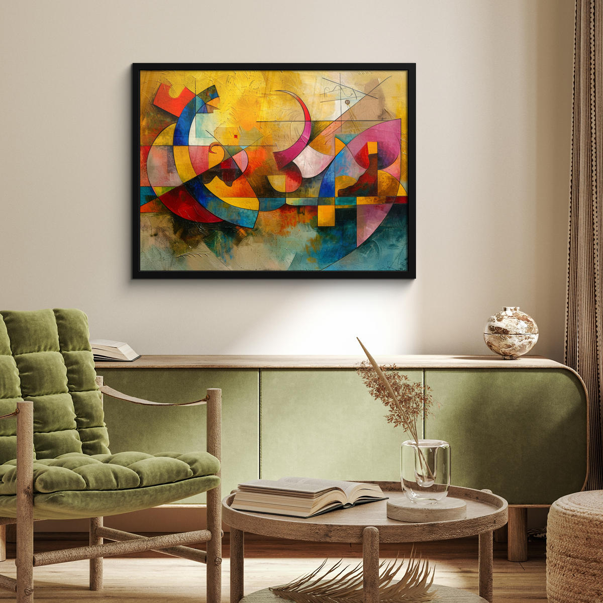 POSTER MIT RAHMEN Kunst - Abstrakt - Modern 80x60 cm - Gelb, Papier (80/60cm) - MuchoWow