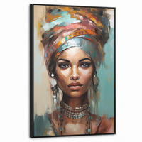 LEINWAND Bilder mit Rahmen - Frau - Kunst - Schmuck - Porträt - 60x90 - Blaugrau, Textil (60/90cm) - MuchoWow