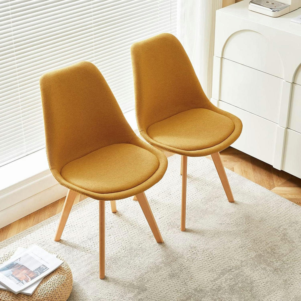 ESSZIMMERSTUHL 2er Set Leinen Gelb - Gelb, Textil (47.5/82/41cm)