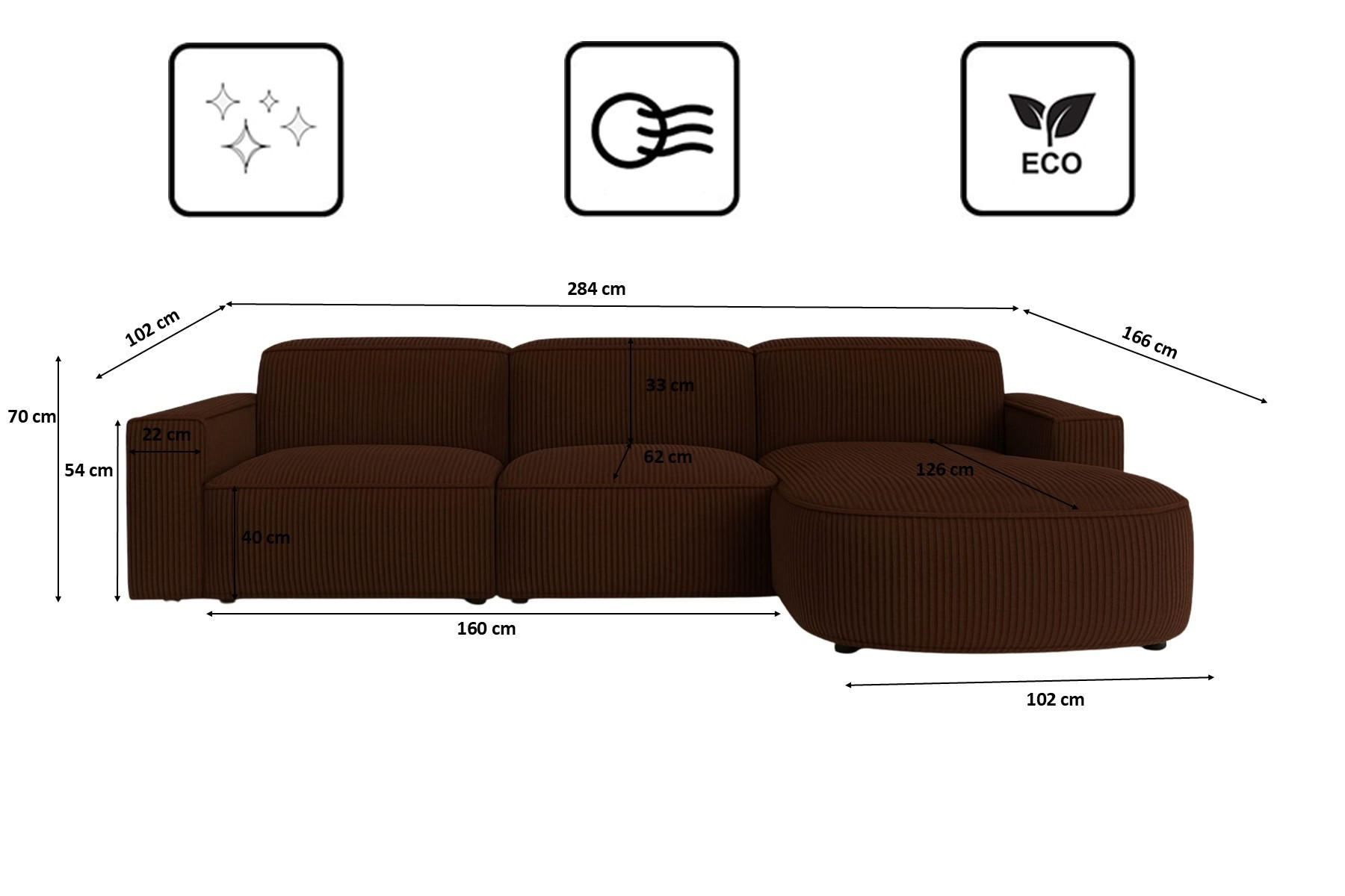 Thumbnail - Kaiser Möbel Ecksofa, Braun, Holz, 284x166 cm, Wohnzimmer, Sofas & Couches, Wohnlandschaften, Ecksofas
