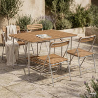 GARTENESSGRUPPE - 5-teilig - Akazie massiv / Aluminium - Braun - Akaziefarben, Holz/Metall - home24