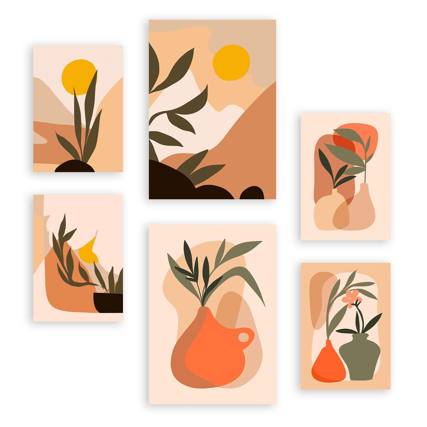 POSTER Set Mit 6 Mondhelle Vasen A3 & A4 Rahmenlos - Klar, Papier (29/3cm) - Nacnic