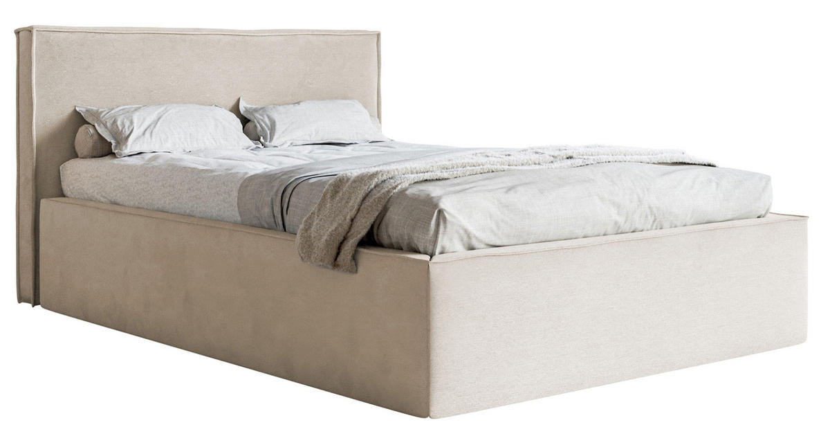 POLSTERBETT LUCERA Greige 180x200 cm - Taupe/Schwarz, Holz/Textil (180/200cm) - Selsey