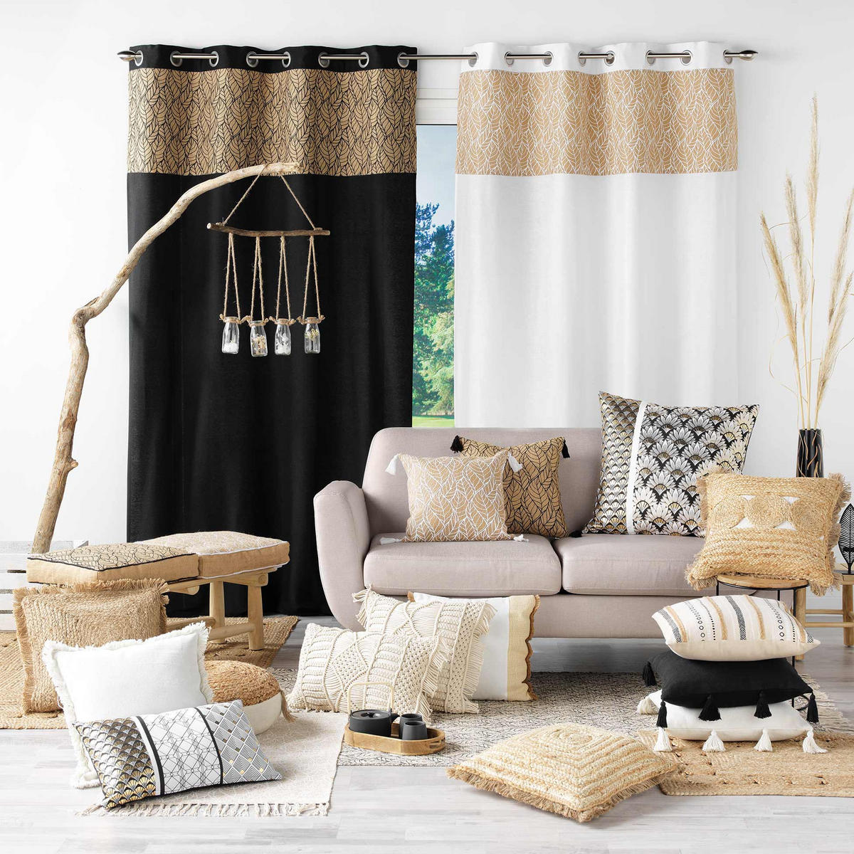 KISSENBEZUG mit Fransen Macralina 40/40/15 cm - Beige, Naturmaterialen (40/40cm) - Douceur d´intérieur