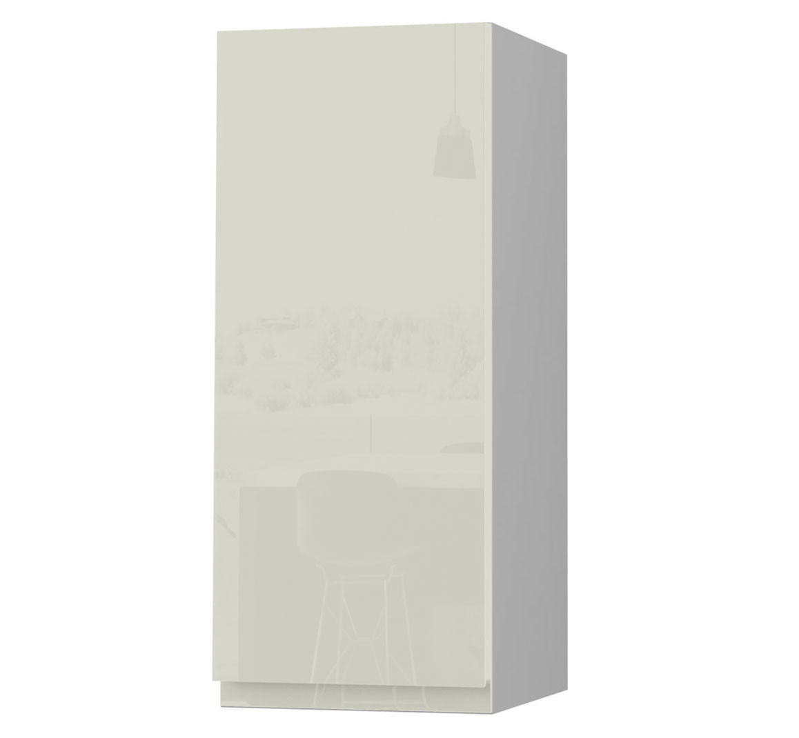 HÄNGESCHRANK Florence W2/30 Grau / RAL 1013 perlweiß HG 30 / 32,5 / 72cm - Türanschlag links - Weiß Hochglanz/Grau, Holz/Holzwerkstoff (30/72/32.5cm) - Feldmann-Wohnen