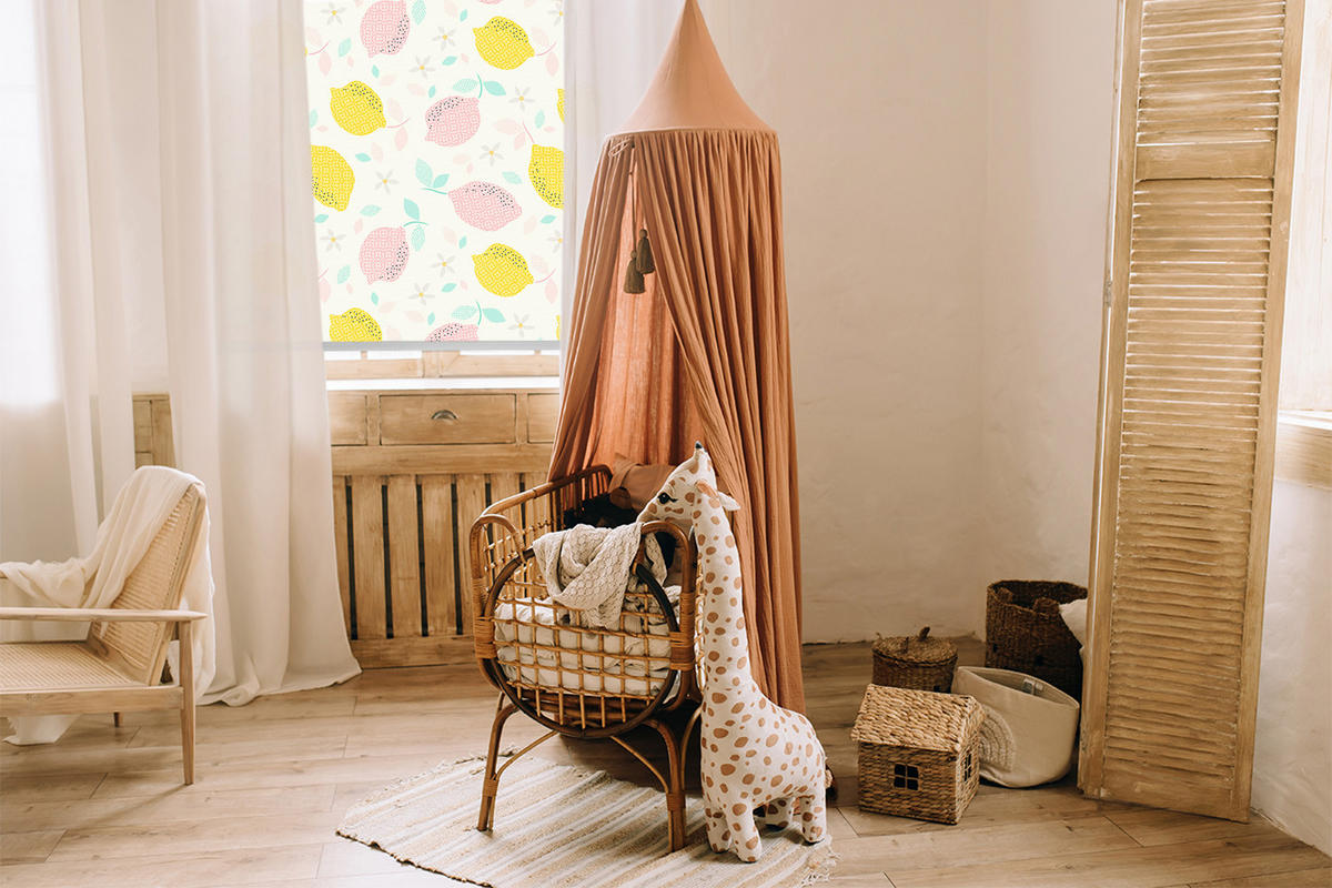 VNÚTORNÁ roleta - okenná roleta - roleta - 90x180 cm - Ružové a žlté citróny - žltá, plast (90/180/0.5cm) - TULUP