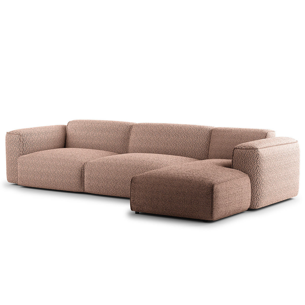 3-SITZER ECKSOFA mit Longchair - Mauve/Schwarz, Kunststoff/Textil (317/173cm) - home24