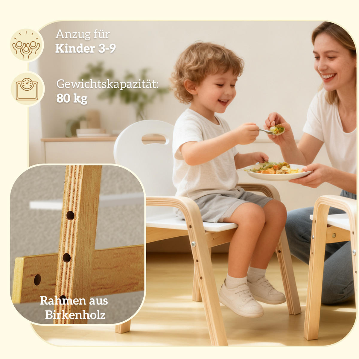 HOLZSTUHL-SET DE-10556 2 Stühle, höhenverstellbar Weiß - Weiß, Holzwerkstoff (34/61.5/39cm) - ComfortXL