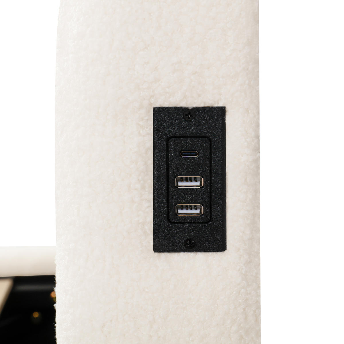 KINDERBETT 90/200 cm aus Bouclé mit Stauraum und USB-C-Anschluss Beige - Beige, Textil (90/200cm) - Modenvie
