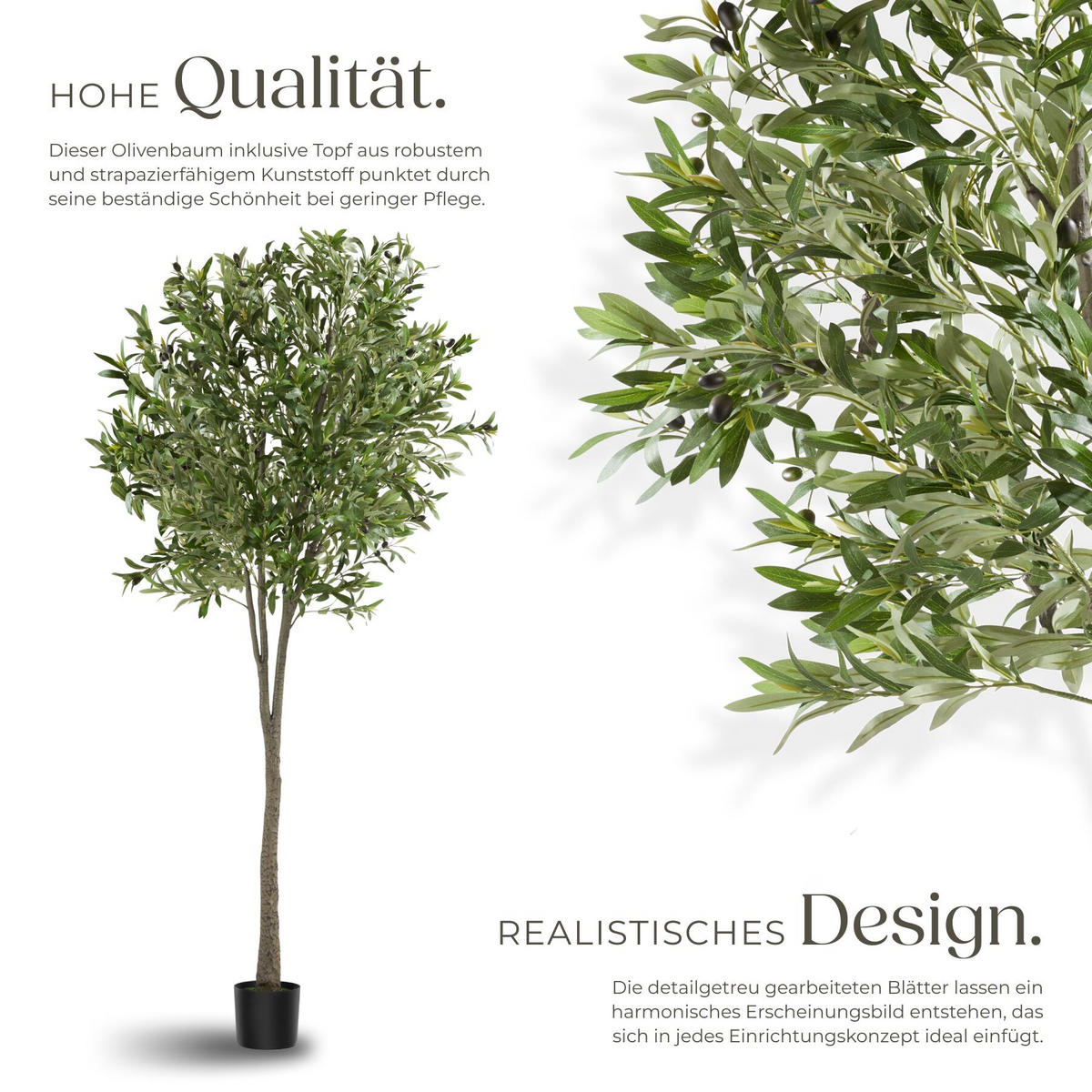 KÜNSTLICHER OLIVENBAUM Oleand, stabiler Kunststoff Blumentopf, grün - Grün, Kunststoff (210cm) - tectake