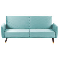 3-SITZER-SCHLAFSOFA Samtstoff Hellblau Senja - Hellblau, Textil (200/87/95cm) - Beliani