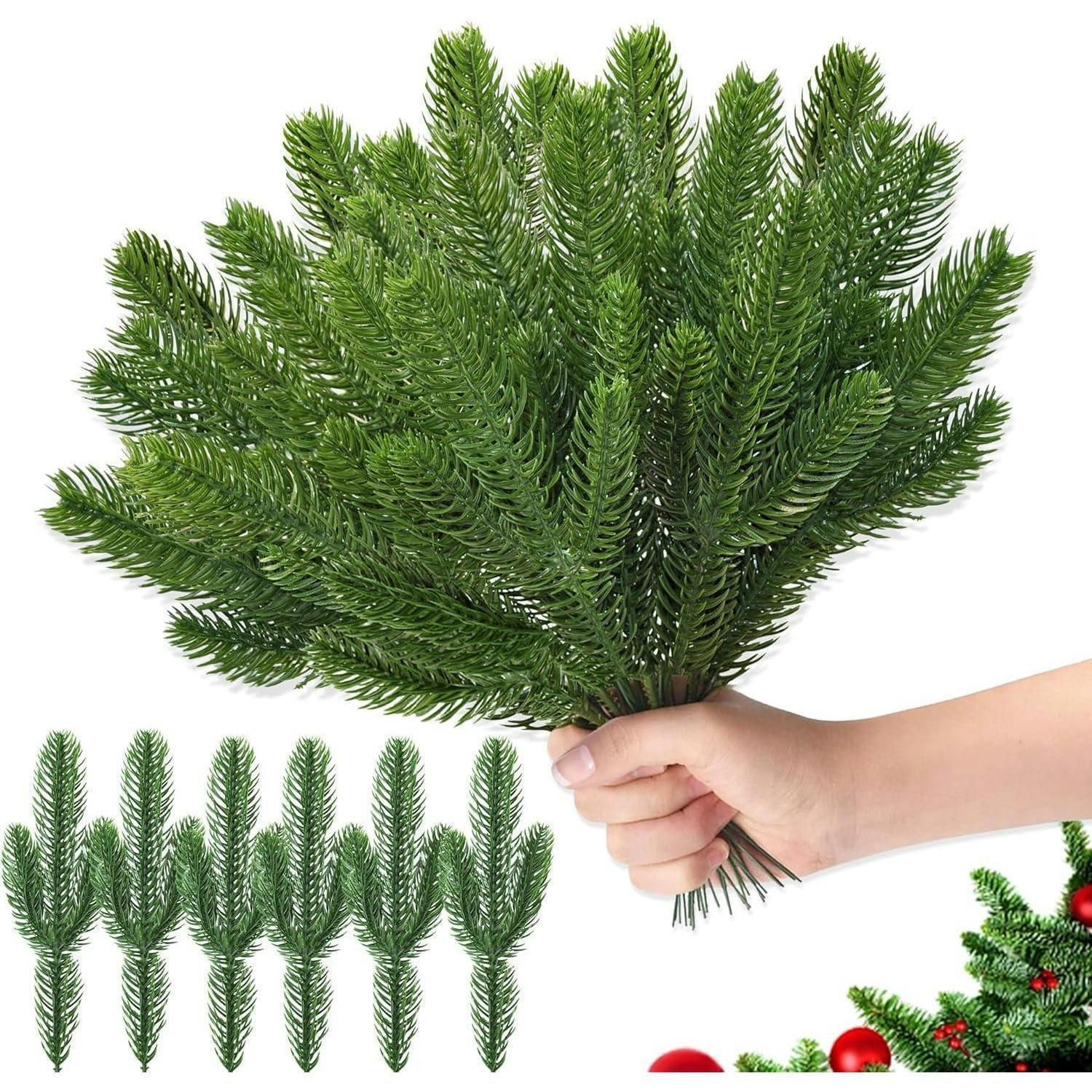 KÜNSTLICHE Tannenzweige 50 Stück 26 cm - Grün, Kunststoff (26cm)