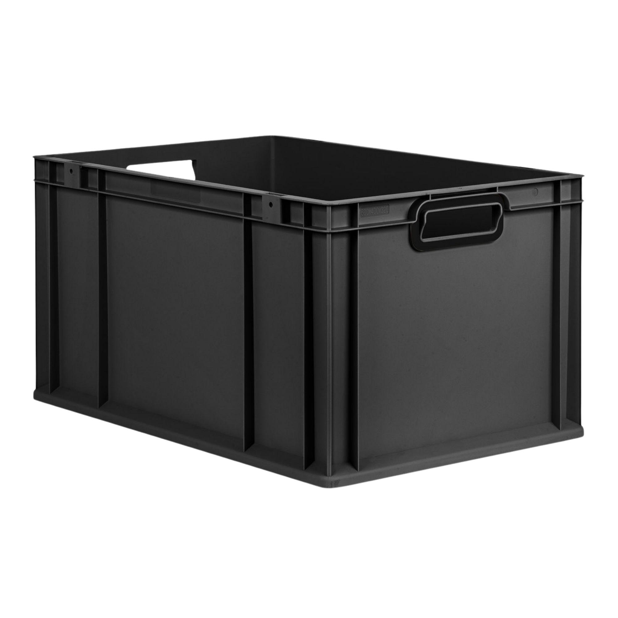 EUROBOX NextGen Color 32x40x60 cm 65 Liter Griffe schwarz offen, Schwarz - Anthrazit/Schwarz, Kunststoff (40/32/60cm) - PROREGAL