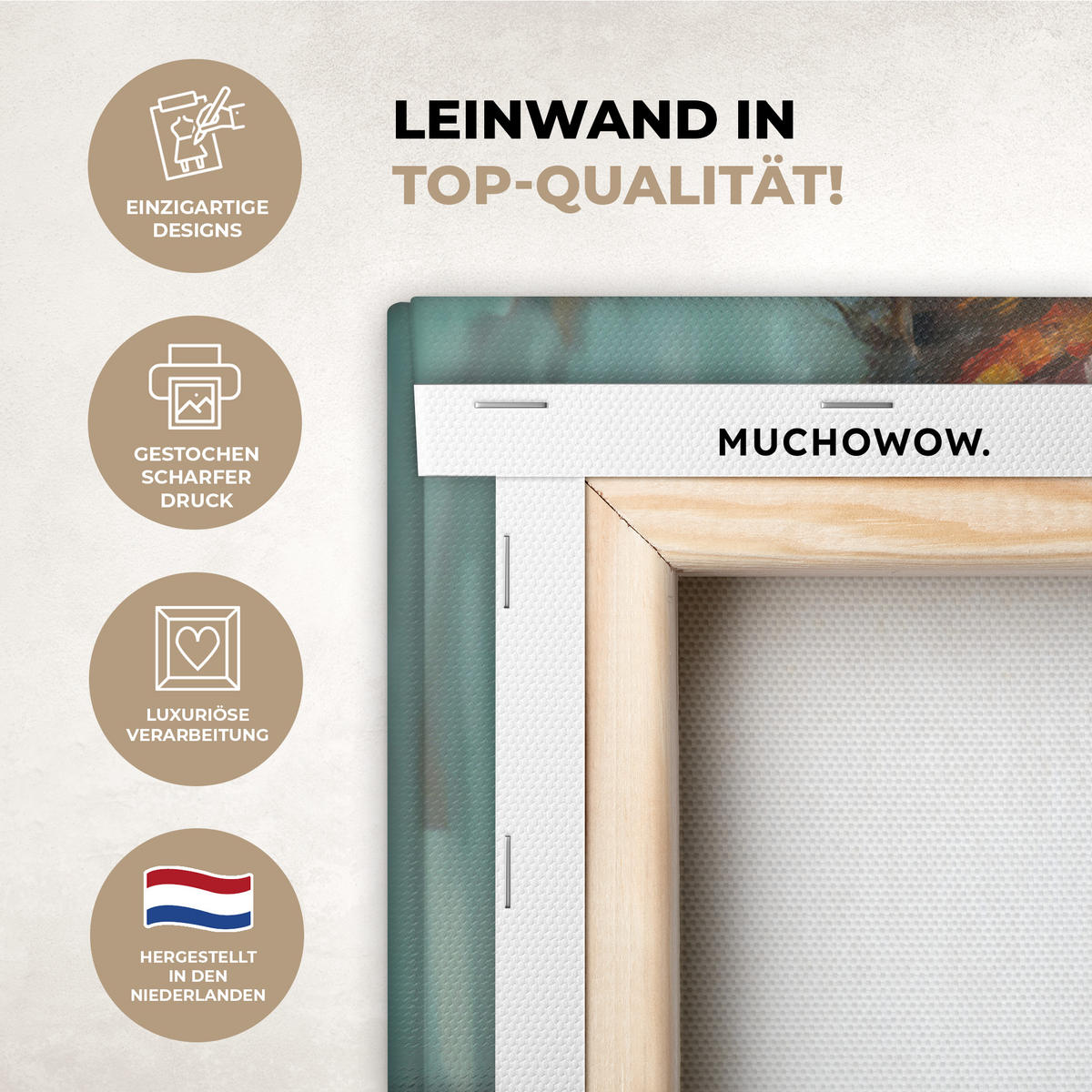 LEINWANDBILD Frau - Kunst - Schmuck - Porträt Deko Schlafzimmer 30x20 cm - Blaugrau, Textil (30/20cm) - MuchoWow