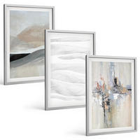 BILDER SET 3er Set - 40x60 cm Silberner Rahmen - Abstrakte Erdmuster - Silberfarben, Kunststoff (40/60cm) - TULUP