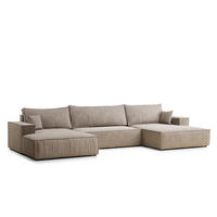 WOHNLANDSCHAFT Kyoto Grau braun Chenille-Stoff - Graubraun/Schwarz, Holz/Holzwerkstoff (398/70/148cm) - Maison de Reve