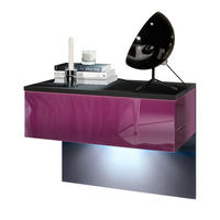 NACHTTISCH Sleep Fronten in Brombeer Hochglanz - Brombeere, Holzwerkstoff (60/46/35cm) - Vladon