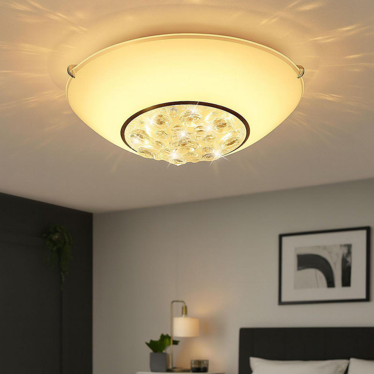 LED DECKENLEUCHTE Metall Kristall Silber - Silberfarben, Glas (30/30/11cm) - Globo Lighting