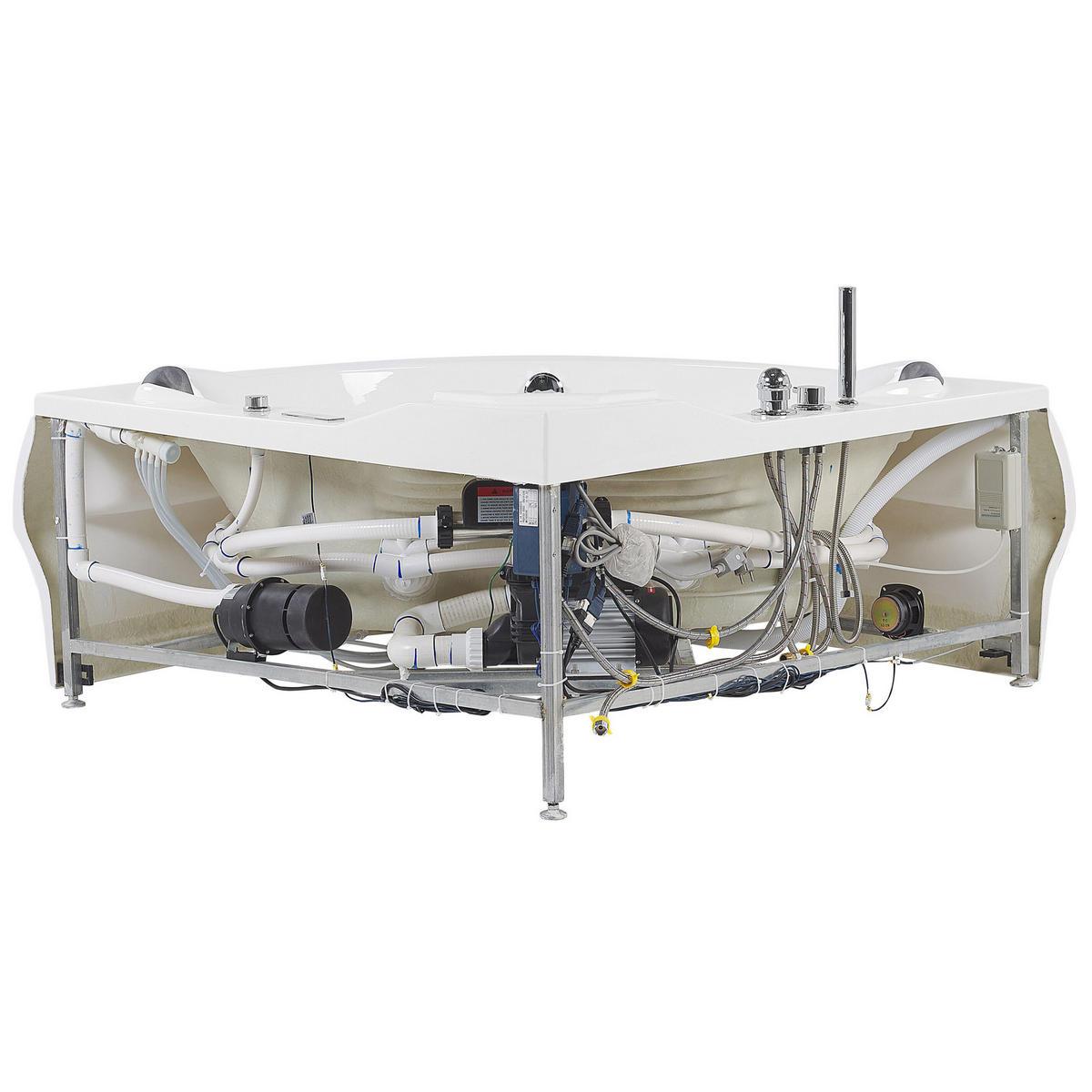 WHIRLPOOL-BADEWANNE mit LED 145x210x67 cm weiß Monaco V3 - Weiß, Kunststoff (145/67/210cm) - Beliani