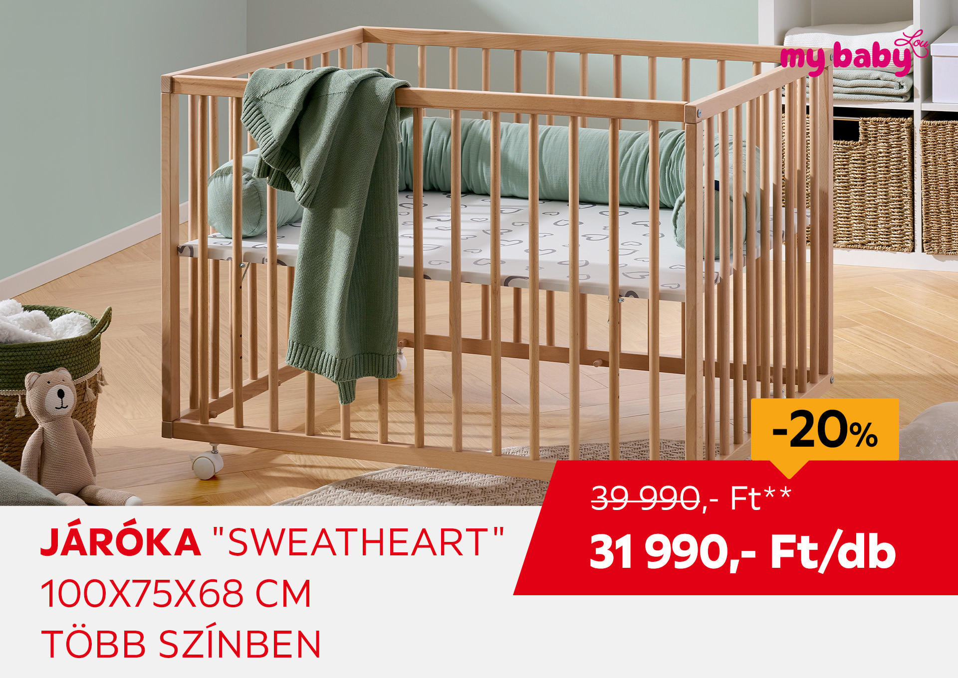 JÁRÓKA "SWEETHEART" 100X75X68 CM Kiemelt termék 39990 Ft.- helyett 31990 Ft.-