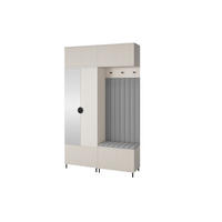 GARDEROBE Ritmo version 2 mit Spiegel, mit POLSTERPANEELEN GRAU - Beige/Grau, Holzwerkstoff (140/235/40cm) - Jerpax
